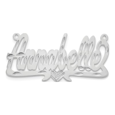 10K White Gold Diamond-Cut Heart Name Plate Pendant – view 5