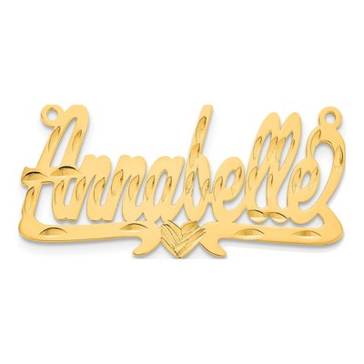 10K Yellow Gold Personalized Heart Name Plate Pendant – view 4