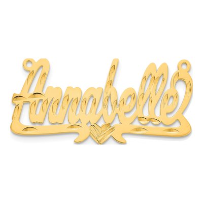 10K Yellow Gold Personalized Heart Name Plate Pendant – view 5