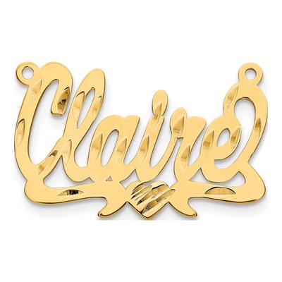 10K Yellow Gold Personalized Heart Name Plate Pendant