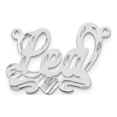 10K White Gold Personalized Heart Name Plate Pendant – view 2