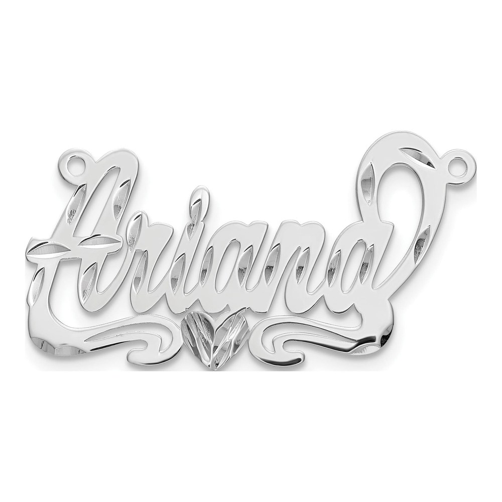 10K White Gold Personalized Heart Name Plate Pendant