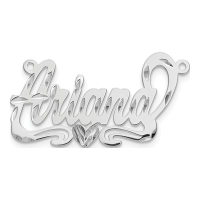 10K White Gold Personalized Heart Name Plate Pendant