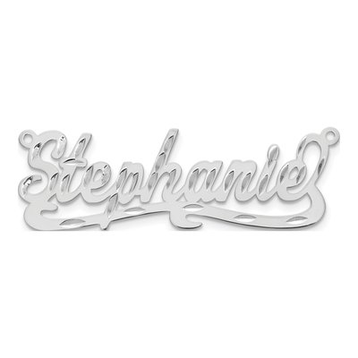10K White Gold Diamond-Cut Name Plate Pendant – view 4