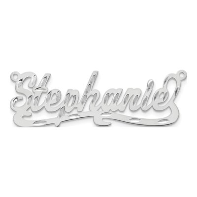 10K White Gold Diamond-Cut Name Plate Pendant – view 5