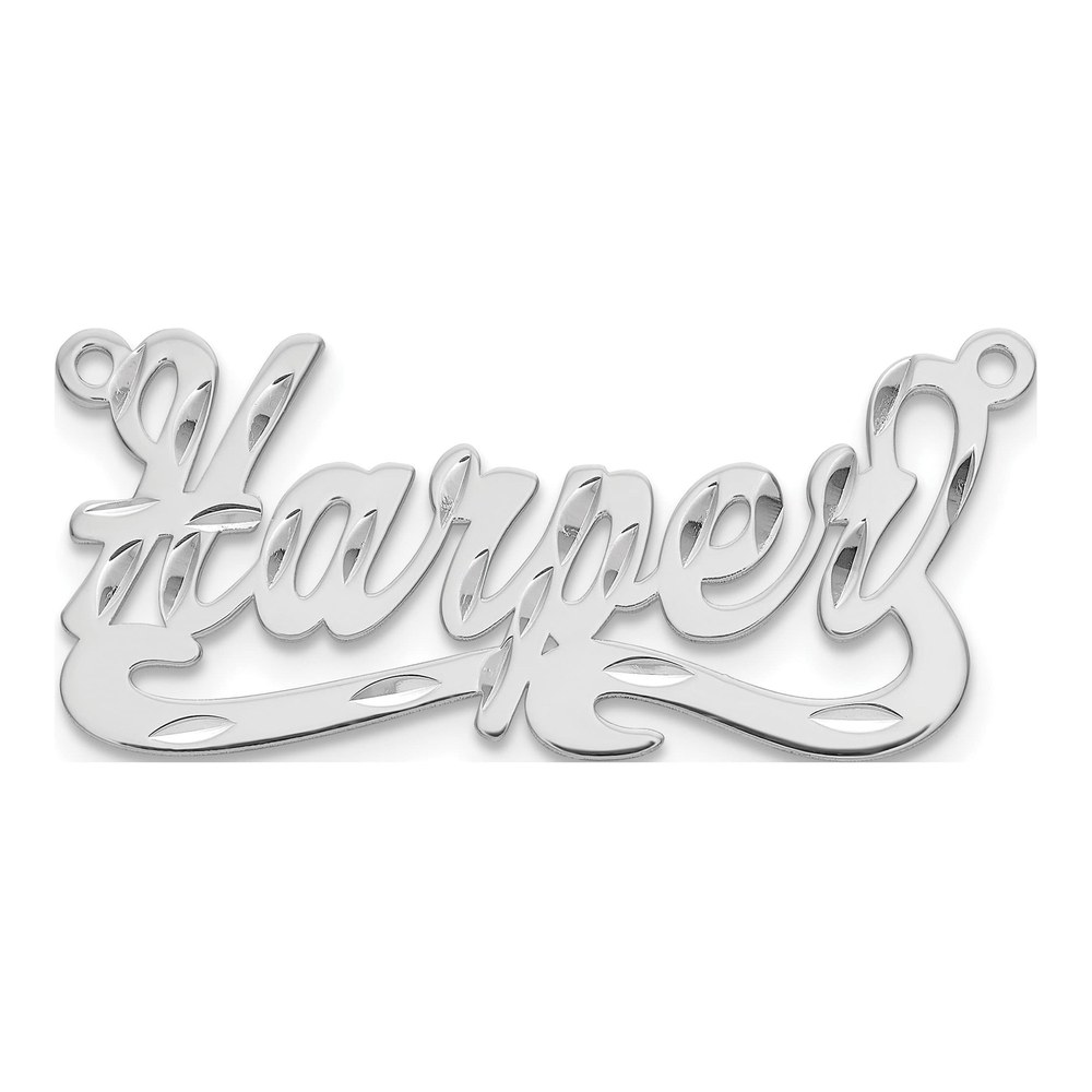 10K White Gold Diamond-Cut Name Plate Pendant