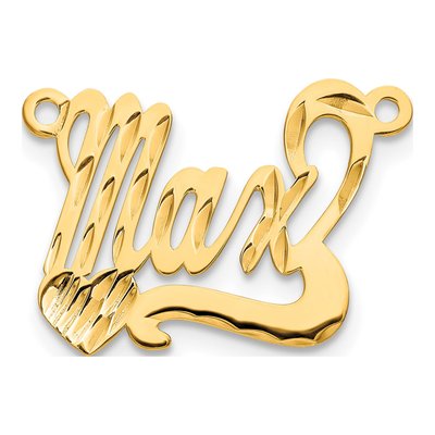 10K Yellow Gold Diamond-Cut Heart Name Plate Pendant – view 2