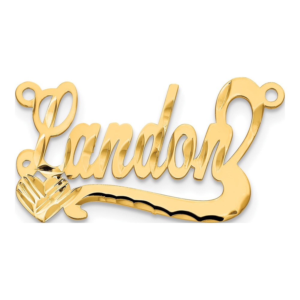 10K Yellow Gold Diamond-Cut Heart Name Plate Pendant
