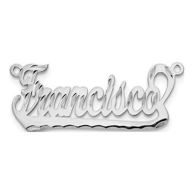 10K White Gold Diamond-Cut Name Plate Pendant – view 4
