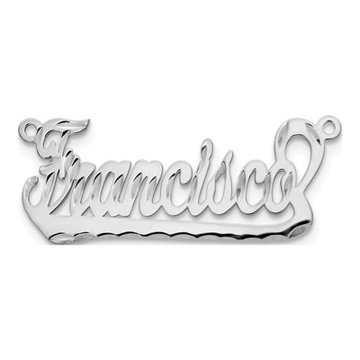 10K White Gold Diamond-Cut Name Plate Pendant – view 5