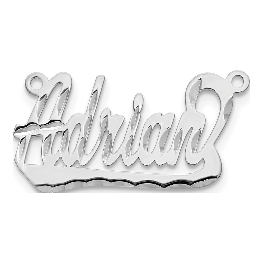 10K White Gold Diamond-Cut Name Plate Pendant