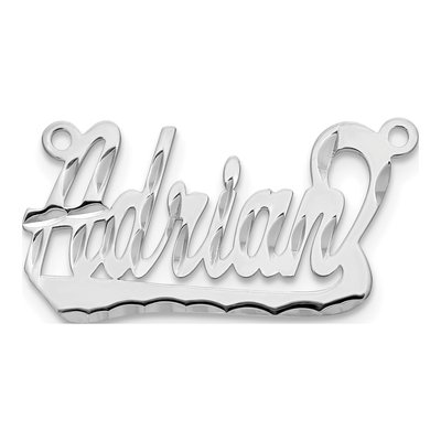 10K White Gold Diamond-Cut Name Plate Pendant