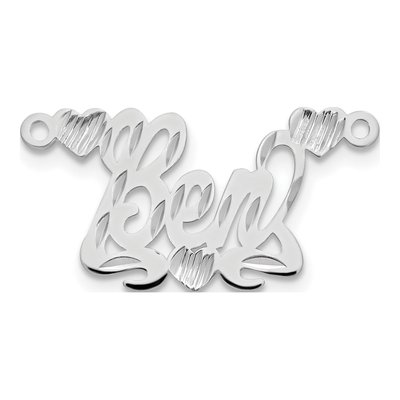 10K White Gold Diamond-Cut Heart Name Plate Pendant – view 2