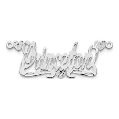 10K White Gold Diamond-Cut Heart Name Plate Pendant – view 4