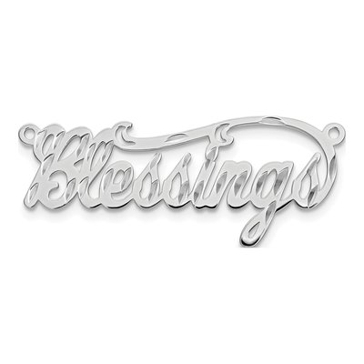 10K White Gold Diamond-Cut Name Plate Pendant – view 4