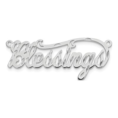 10K White Gold Diamond-Cut Name Plate Pendant – view 5
