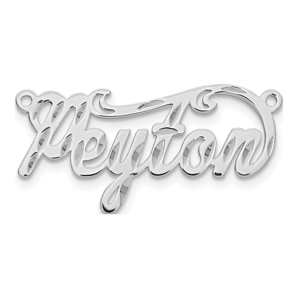 10K White Gold Diamond-Cut Name Plate Pendant