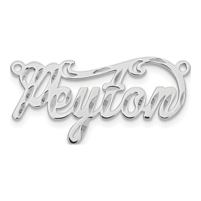 10K White Gold Diamond-Cut Name Plate Pendant