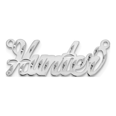 10K White Gold Diamond-Cut Name Plate Pendant