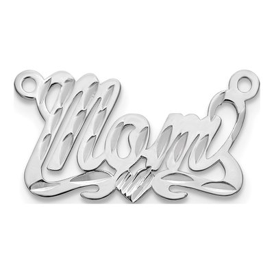 10K White Gold Diamond-Cut Heart Name Plate Pendant – view 2
