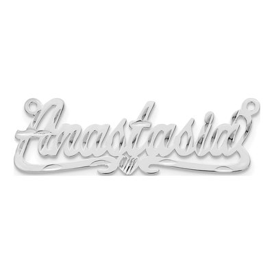 10K White Gold Diamond-Cut Heart Name Plate Pendant – view 4
