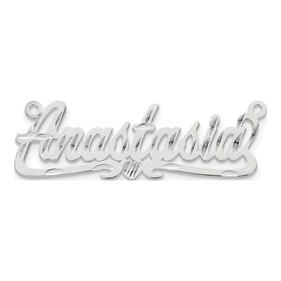 10K White Gold Diamond-Cut Heart Name Plate Pendant – view 5