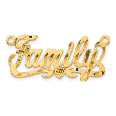 10K Yellow Gold Personalized Heart Name Plate Pendant