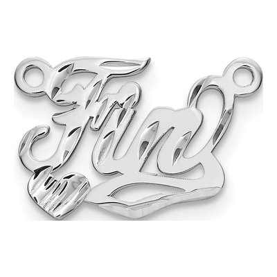 10K White Gold Diamond-Cut Heart Name Plate Pendant – view 2