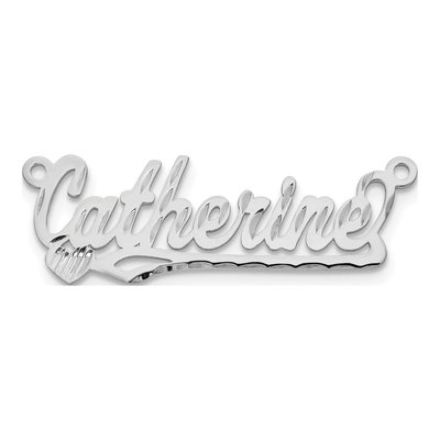 10K White Gold Diamond-Cut Heart Name Plate Pendant – view 4