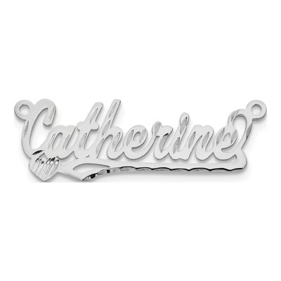 10K White Gold Diamond-Cut Heart Name Plate Pendant – view 5