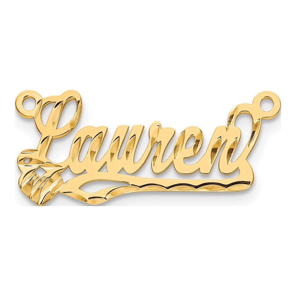 10K Yellow Gold Diamond-Cut Heart Name Plate Pendant