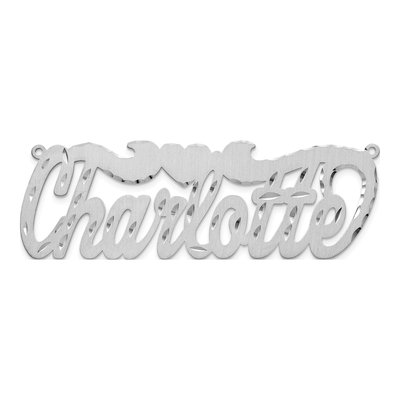 10K White Gold Personalized Heart Name Plate Pendant – view 5