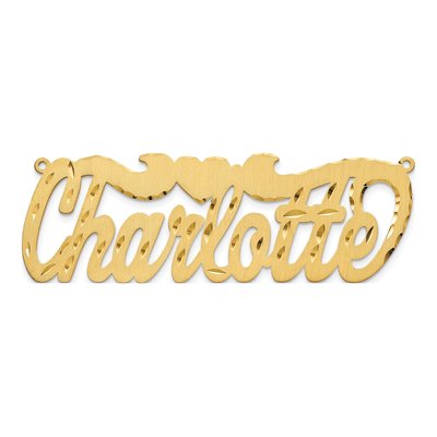 10K Yellow Gold Personalized Heart Name Plate Pendant – view 4