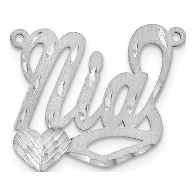 10K White Gold Diamond-Cut Heart Name Plate Pendant – view 2