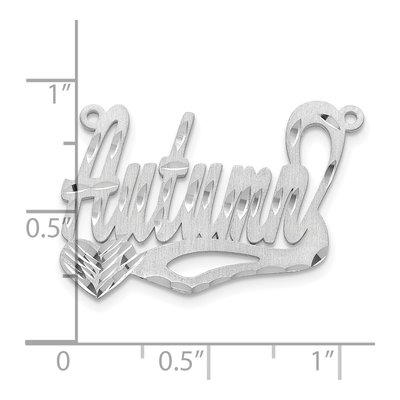 10K White Gold Diamond-Cut Heart Name Plate Pendant – view 3