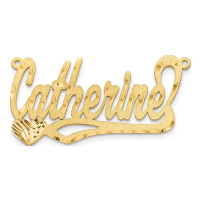10K Yellow Gold Personalized Heart Name Plate Pendant – view 4