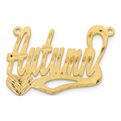 10K Yellow Gold Personalized Heart Name Plate Pendant