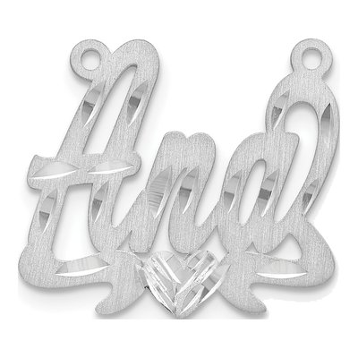 10K White Gold Personalized Heart Name Plate Pendant – view 2