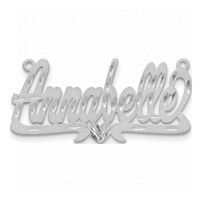 10K White Gold Personalized Heart Name Plate Pendant – view 4