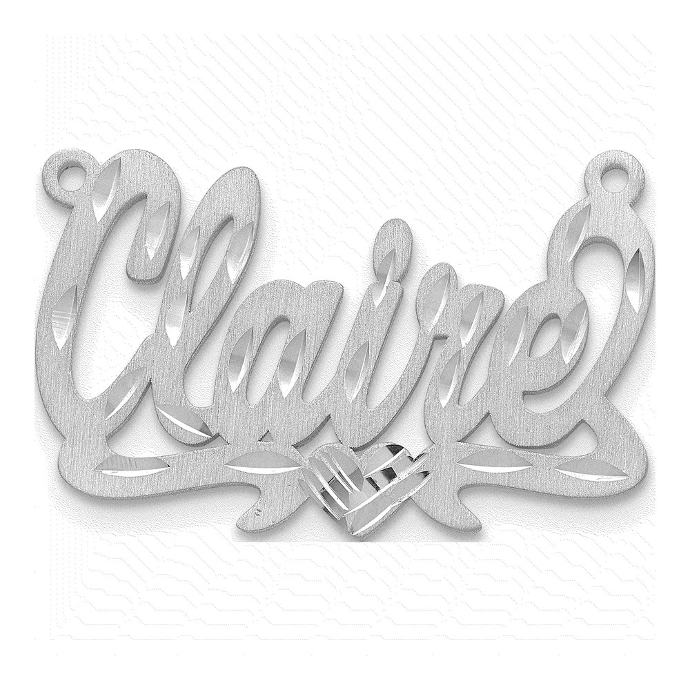 10K White Gold Personalized Heart Name Plate Pendant