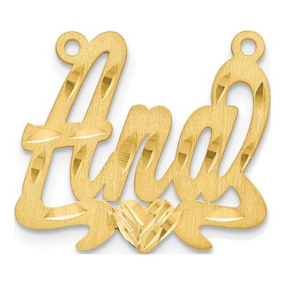 10K Yellow Gold Personalized Heart Name Plate Pendant – view 2