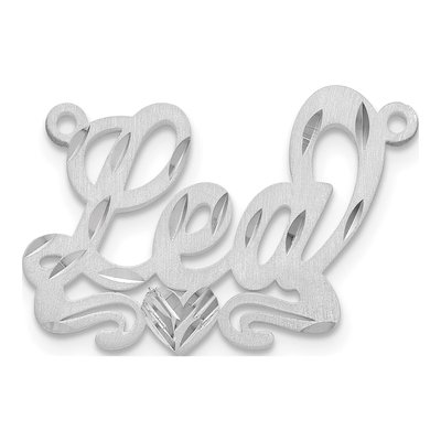10K White Gold Diamond-Cut Heart Name Plate Pendant – view 2