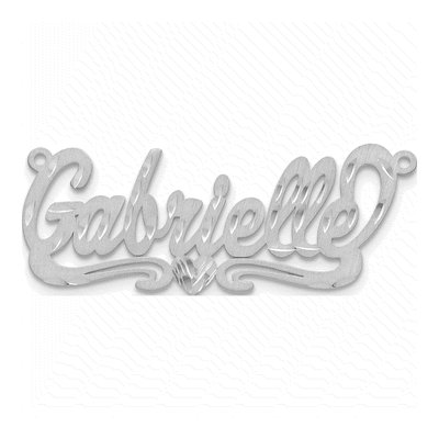 10K White Gold Diamond-Cut Heart Name Plate Pendant – view 4