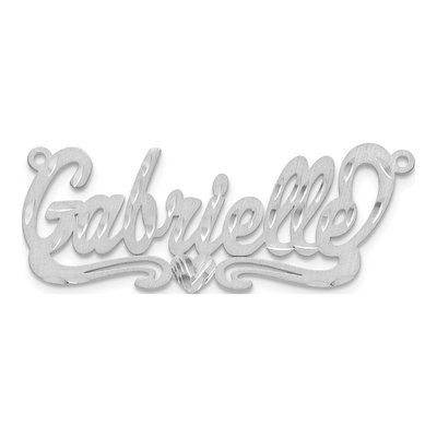 10K White Gold Diamond-Cut Heart Name Plate Pendant – view 5