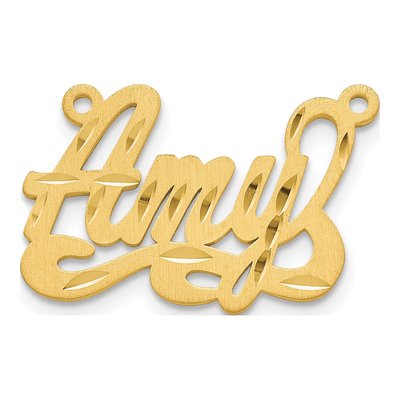 10K Yellow Gold Personalized Name Plate Pendant – view 2