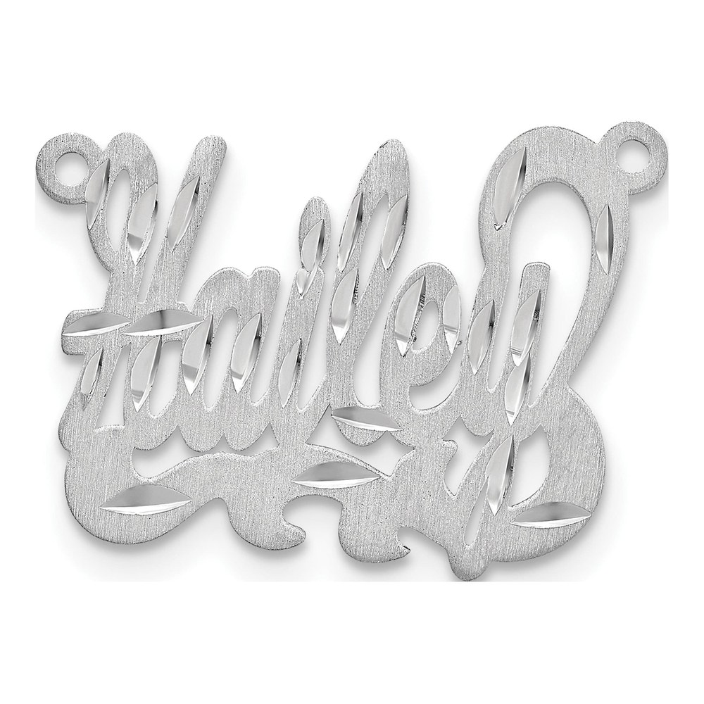 10K White Gold Rhodium-Plated Satin Diamond-Cut Name Plate