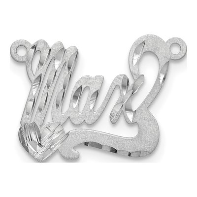 10K White Gold Diamond-Cut Heart Name Plate Pendant – view 2