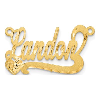 10K Yellow Gold Personalized Heart Name Plate Pendant