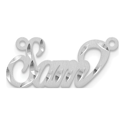 10K White Gold Diamond-Cut Name Plate Pendant – view 2