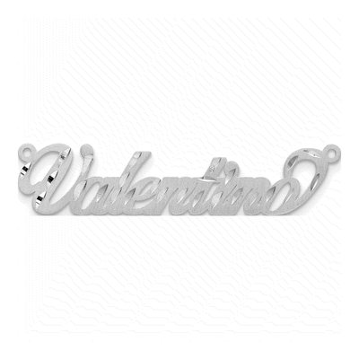 10K White Gold Diamond-Cut Name Plate Pendant – view 4
